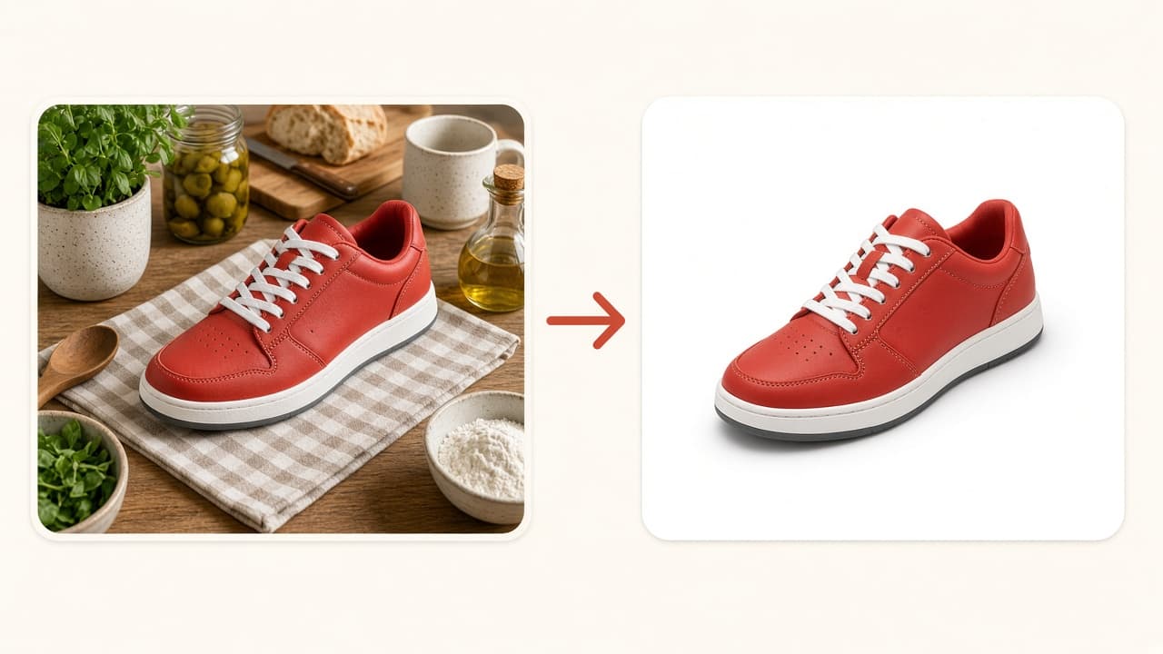 Background removal before and after on a product photo