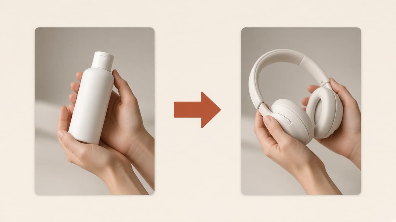 Reference video with swapped product still